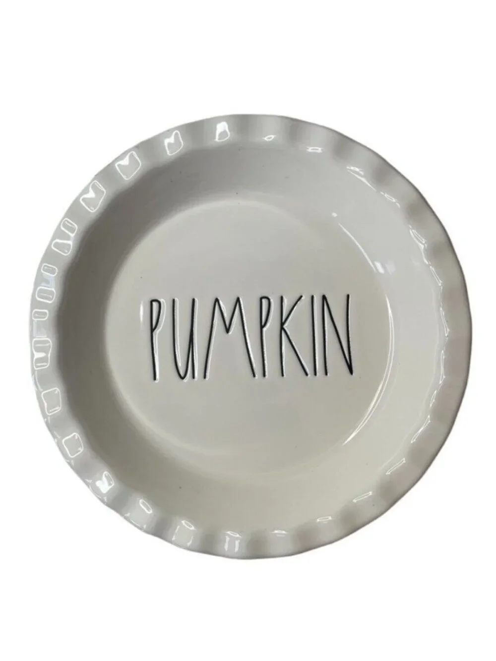 Rae Dunn Artisan Collection White Pumpkin Pie Plate